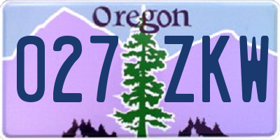 OR license plate 027ZKW
