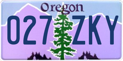 OR license plate 027ZKY