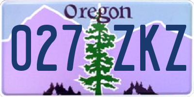 OR license plate 027ZKZ
