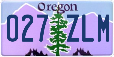 OR license plate 027ZLM