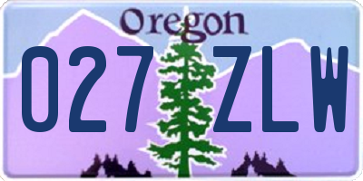 OR license plate 027ZLW