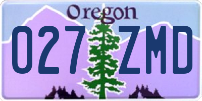 OR license plate 027ZMD