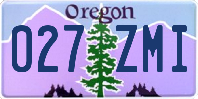 OR license plate 027ZMI