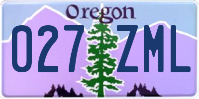 OR license plate 027ZML