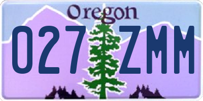 OR license plate 027ZMM