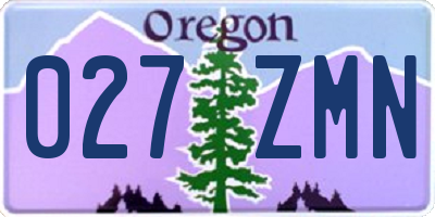 OR license plate 027ZMN