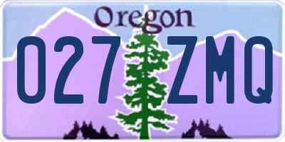 OR license plate 027ZMQ