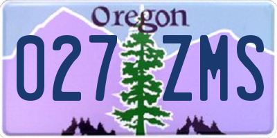 OR license plate 027ZMS