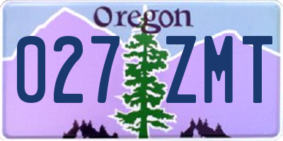 OR license plate 027ZMT