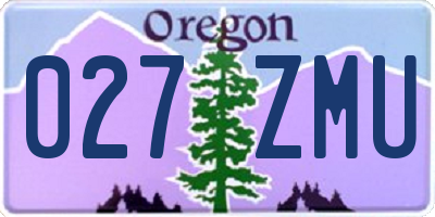 OR license plate 027ZMU
