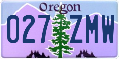 OR license plate 027ZMW