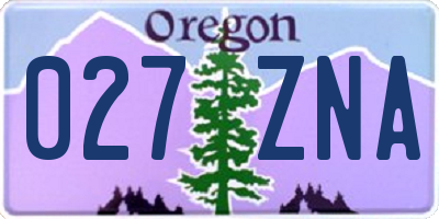 OR license plate 027ZNA