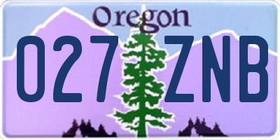 OR license plate 027ZNB