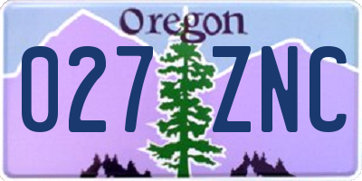 OR license plate 027ZNC