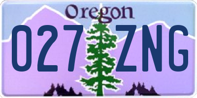OR license plate 027ZNG