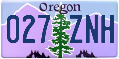 OR license plate 027ZNH