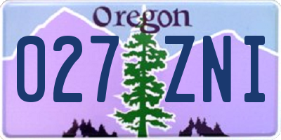 OR license plate 027ZNI