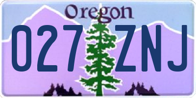 OR license plate 027ZNJ