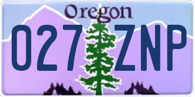 OR license plate 027ZNP