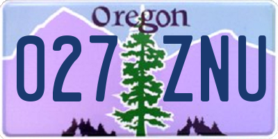 OR license plate 027ZNU
