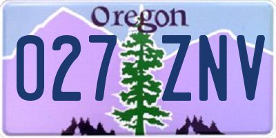 OR license plate 027ZNV