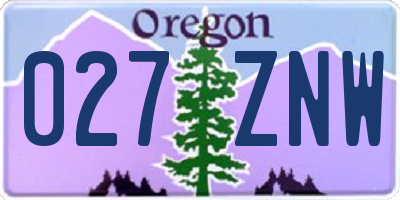 OR license plate 027ZNW