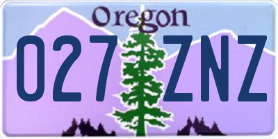 OR license plate 027ZNZ