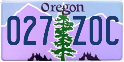 OR license plate 027ZOC
