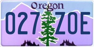OR license plate 027ZOE