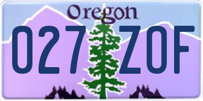 OR license plate 027ZOF