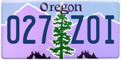 OR license plate 027ZOI