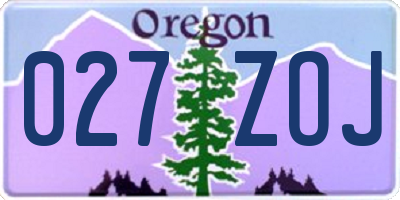 OR license plate 027ZOJ