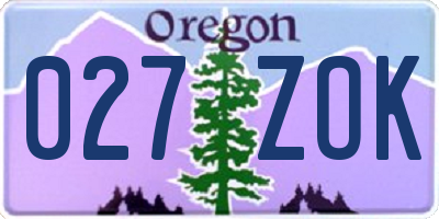 OR license plate 027ZOK