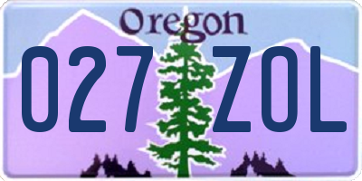 OR license plate 027ZOL