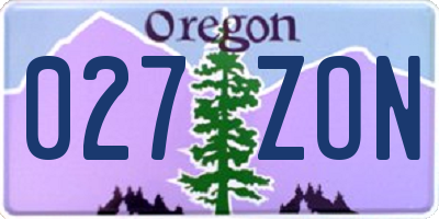 OR license plate 027ZON