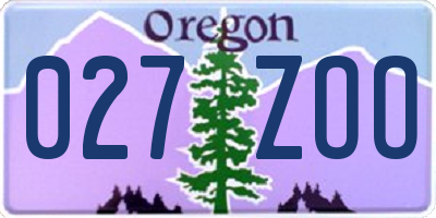 OR license plate 027ZOO