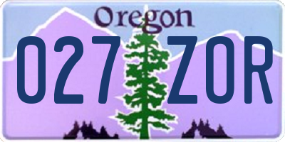 OR license plate 027ZOR
