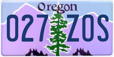 OR license plate 027ZOS