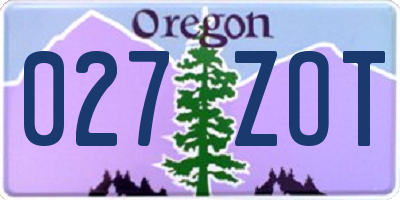 OR license plate 027ZOT
