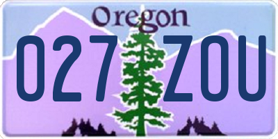 OR license plate 027ZOU