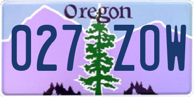 OR license plate 027ZOW