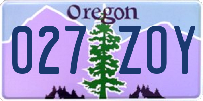 OR license plate 027ZOY