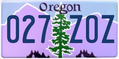 OR license plate 027ZOZ