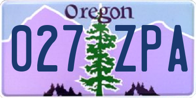 OR license plate 027ZPA