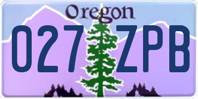 OR license plate 027ZPB