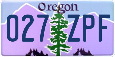 OR license plate 027ZPF