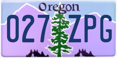OR license plate 027ZPG
