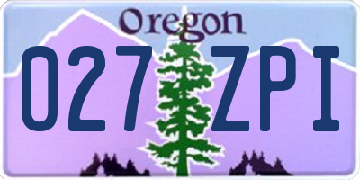 OR license plate 027ZPI