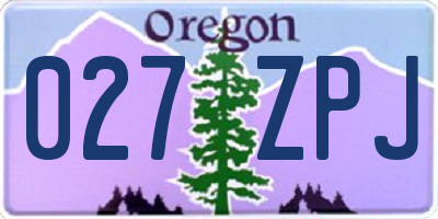 OR license plate 027ZPJ