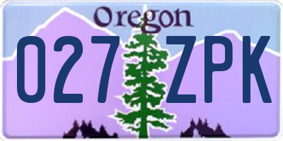 OR license plate 027ZPK